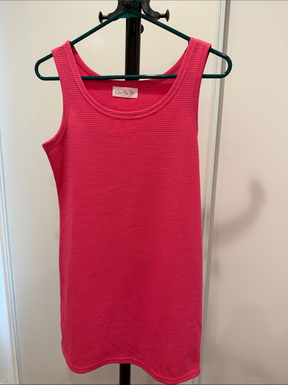 Thin Knit Tank Dress - Hot Pink